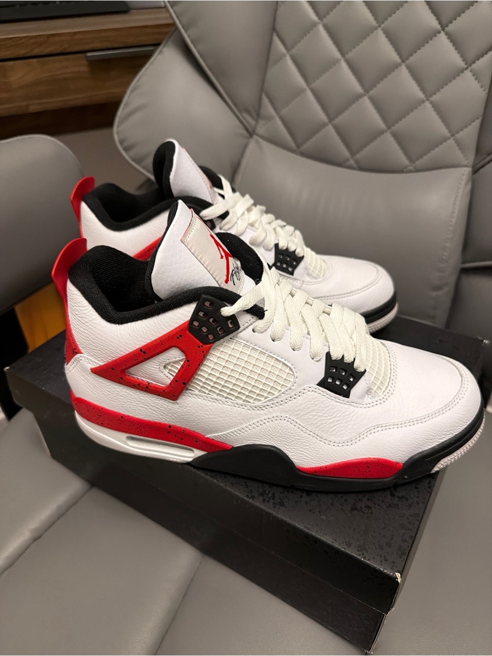 Jordan White and Red Retro Basketball Sneakers
